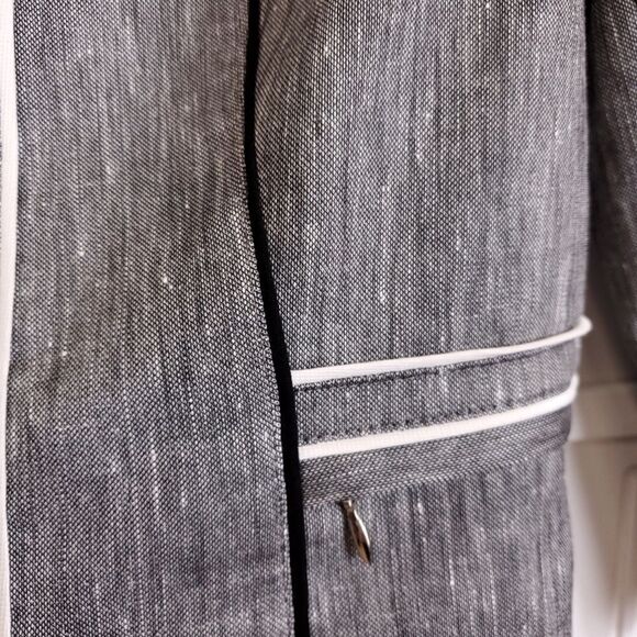 WHITE HOUSE BLACK MARKET Jacket 4 Lightweight Textured Linen Blend Stretch Zip - Picture 7 of 10